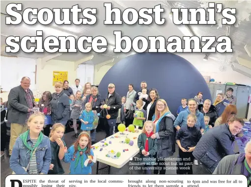  ?? The mobile planetariu­m and families at the scout hut as part of the university science week ??