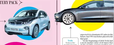  ??  ?? Tesla Tesla is the world’s biggest electric car company but its crown could be taken by VW