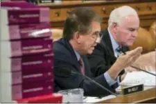  ?? J. SCOTT APPLEWHITE - THE ASSOCIATED PRESS ?? Rep. Jim Renacci, R-Ohio, joined at right by Rep. Pat Meehan, R-Pa., makes a point as the House Ways and Means Committee continues its debate over the Republican tax reform package, on Capitol Hill Washington, Wednesday. in