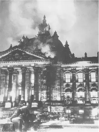  ?? ?? ABOVE: The Reichstag burns in 1933: did Hitler get the idea from Emperor Nero?