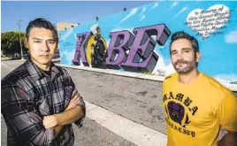  ?? Allen J. Schaben ?? ARTISTS Joshua McCadney, top, and Tyke Witnes, above left, painted tributes soon after Kobe Bryant’s death. Mike Asner, right, created an Instagram account and website to track all the murals.