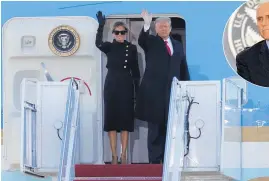  ??  ?? From left: Trump during his 2016 presidenti­al campaign with son Eric; leaving for Florida on Air Force One with wife Melania on January 20. Above, Mike Pence.