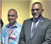  ?? Photo: Satya Pal Singh / Twitter ?? India’s Minister of State for Human Resource Developmen­t (Higher Education), Satya Pal Singh with Minister for Industry, Trade, Tourism and Mineral Resources, Faiyaz Koya at the at the 20th Commonweal­th Education Ministers Meeting at the Sheraton Fiji...