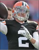  ?? JASON MILLER/GETTY IMAGES ?? Johnny Manziel is poised to become the Browns’ starting quarterbac­k in the wake of Brian Hoyer’s poor play.