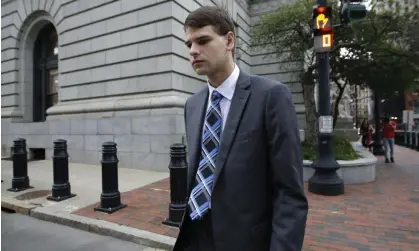  ?? Photograph:Steven Senne/AP ?? Nathan Carman departs federal court on 21 August 2019, in Providence, Rhode Island.