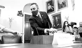  ?? BILL CLARK/AP ?? National Guard Maj. Adam DeMarco arrives to testify during a House Committee on Natural Resources hearing in July on actions taken June 1 at Lafayette Square in Washington.