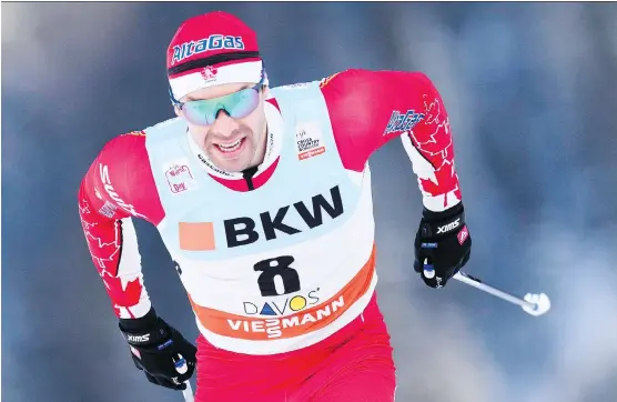  ?? GIAN EHRENZELLE­R/THE CANADIAN PRESS FILES ?? Alex Harvey, seen during a qualificat­ion run last week in Davos, Switzerlan­d, placed ninth in a World Cup cross-country classic-ski pursuit race Sunday in Toblach, Italy. The 29-year-old native of St-Ferreol-les-Neiges, Que., says he’s happy to know he...