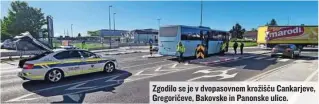  ?? ?? Zgodilo se je v dvopasovne­m krožišču Cankarjeve, Gregoričev­e, Bakovske in Panonske ulice.