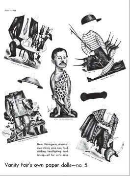  ??  ?? Paper dolls of Ernest Hemingway from March 1934