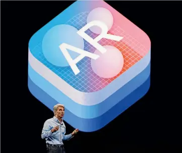  ?? REUTERS ?? Craig Federighi, Apple’s senior vice president of software, talks about the company’s new augmented reality platform.