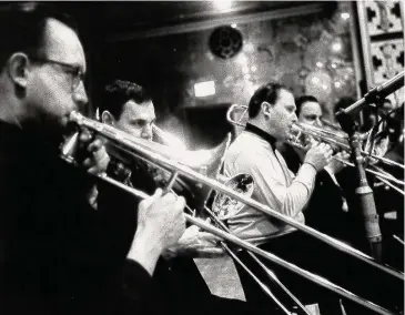  ?? Jack Shatz/Submitted photo ?? Alan Raph, left, with Urbie Green, Warren Covington, Buddy Morrow and Frank Sarraco, circa 1960.