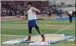  ?? CHRIS LILLSTRUNG — THE NEWS-HERALD ?? Nolan Landis competes in shot put during the NEOITC Indoor/Outdoor meet March 26 at SPIRE.