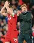 ?? Foto: afp ?? Beifall für seine Mannschaft: Liverpool Trainer Jürgen Klopp.