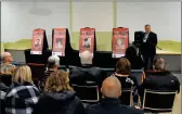  ?? ?? Swift Current Mayor Al Bridal speaks during the unveiling of four new banners in honour of veterans at the Swift Current Museum, Oct. 25.