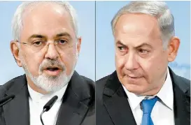  ?? THOMAS KEINZLE/AFP ?? El canciller iraní Javad Zarif y el premier israelí Benjamin Netanyahu.