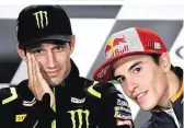  ??  ?? Der Jäger und der Gejagte: Marc Márquez (re.) führt die WM an – Johann Zarco will dem Spanier den Titel streitig machen