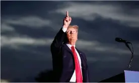  ?? Photograph: Octavio Jones/Reuters ?? Donald Trump addresses supporters at his Save America Rally at the Sarasota fairground­s in Florida on 3 July 2021.