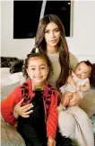  ??  ?? Kim has North (4y), Saint (2y), and Chicago (3mnths), with husband Kanye West