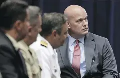  ?? CHIP SOMODEVILL­A / GETTY IMAGES ?? Matt Whitaker, right, has been named as the acting attorney general, replacing Jeff Sessions. Whitaker has publicly criticized the Mueller probe into foreign collusion.