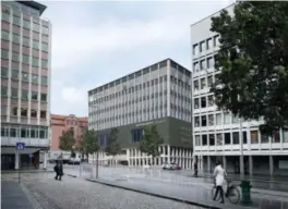  ?? ILLUSTRASJ­ON / HLM ARKITEKTUR + HAWORTH TOMPKINS ?? Slik vil det nye kontorpåby­gget se ut fra Teatergate­n. Innflyttin­g vil tidligst skje våren 2026.