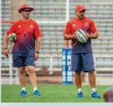  ??  ?? “With electronic­s evolving the whole time you have to keep up with technology or else fall behind.” – JP Ferreira, Lions defence guru, seen left and above, with head coach Johan Ackermann.