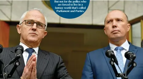  ?? PHOTO: MICK TSIKAS ?? Prime Minister Malcolm Turnbull, left, has put Petter Dutton in charge of all our cops and spies.