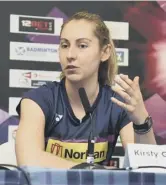  ??  ?? 0 France’s Brice Leverdez celebrates his win over Lee Chong Wei in Glasgow. Left: Kirsty Gilmour gets her world championsh­ip campaign underway today.