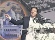  ?? AFP ?? Pakistan PM Imran Khan addresses the gathering at the groundbrea­king ceremony in Kartarpur.