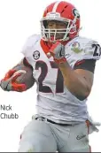  ??  ?? 317: Georgia’s rushing yards in its semifinal win.
64: Rushing yards allowed by Alabama in its semifinal win. Nick Chubb