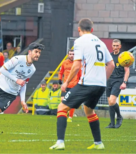  ?? Picture: SNS Group. ?? Dillon Powers fires in his his first goal for Dundee United with a howitzer of a strike from outside the box.
