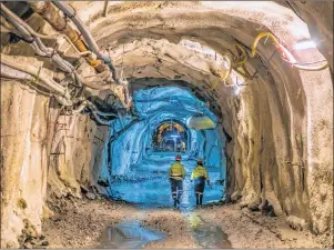  ?? HELLAS GOLD VIA AP ?? In this undated photo provided on Monday by Hellas Gold company, employees work inside a gold mine complex in Skouries, in the Halkidiki peninsula, northern Greece. Canadian mining company Eldorado Gold on Monday threatened to suspend a major...