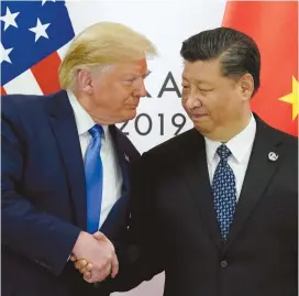  ?? (Kevin Lamarque/Reuters) ?? US PRESIDENT Donald Trump meets with China’s President Xi Jinping at the G20 leaders summit in Osaka, Japan, last week.