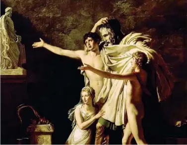  ??  ?? Un’opera del pittore Pierre Narcisse Guérin (1774-1833), L’offerta ad Asclepio (1803, olio su tela), Musée d’Orléans
