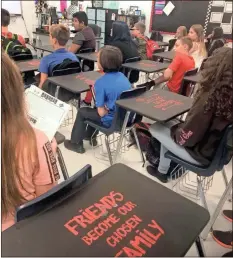  ?? / Contribute­d ?? Encouragin­g words were waiting for students in a Cedartown Middle School classroom to kick off the 2018-19 calendar year on Friday.