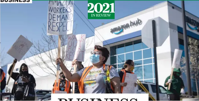  ?? ASHLEE REZIN/SUN-TIMES FILES ?? Vanessa Carillo Ruiz and a dozen fellow Amazon workers participat­e in a walkout in April to demand better working conditions at the company’s facility in Gage Park.