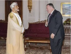  ?? AFP ?? El sultán omaní, Haitham bin Tariq, recibió ayer, en Mascate, al secretario de Estado estadounid­ense, Mike Pompeo.