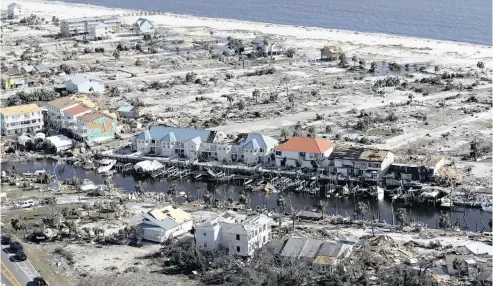  ?? | AP ?? DEVASTATIO­N from Hurricane Michael in Mexico Beach, Florida, this month. The tropical weather that turned into Michael began as a relatively humble storm before turning into the most powerful cyclone to hit the Florida Panhandle, causing widespread destructio­n.