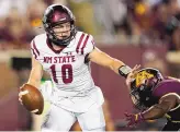  ?? ABBIE PARR/ASSOCIATED PRESS ?? New Mexico State quarterbac­k Diego Pavia leads his team in rushing this season, but the Aggies have struggled to find consistenc­y in the passing game.