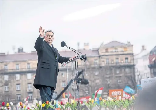  ?? TAMAS SOKI/THE ASSOCIATED PRESS ?? Hungarian Prime Minister Viktor Orban is expected to be re-elected when Hungarians head to the polls on Sunday.