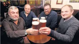  ??  ?? >
From left: Glyn Preece, Colin Marlow, Andrew Morris, Nigel Beecroft, who have started brewing their own beer, Ostler’s Ale