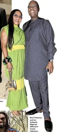  ?? ?? Reni Folawiyo and her husband, Nigerian billionair­e Tunde Folawiyo.