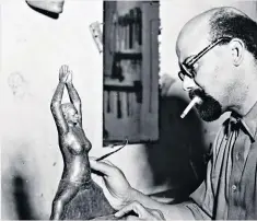  ??  ?? Self-taught: Ronald Moody working on a dancing figurine sculpture in 1949; and one of his works up for auction, below