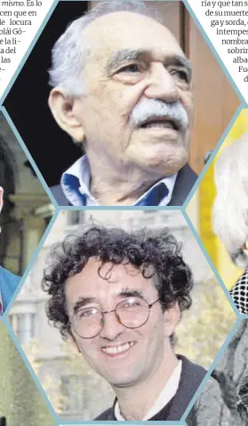  ?? ?? De izquierda a derecha y de arriba abajo, los escritores Manuel Vázquez Montalbán, Gabriel García Márquez, Harper Lee, Franz Kafka, Roberto Bolaño e Italo Calvino.