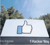  ?? JEFF CHIU/AP 2020 ?? Facebook plans to hire 10,000 workers in the EU over the next five years to work on a new computing platform. Above, a sign at Facebook HQ in Menlo Park, Calif.