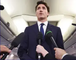  ??  ?? Turbulence: Trudeau faces the Press on his jet yesterday