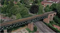  ?? ?? An aerial view of the refurbishe­d Oxted Viaduct. NR