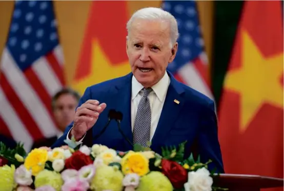  ?? EVAN VUCCI/ASSOCIATED PRESS ?? President Biden’s visit to Hanoi, Vietnam’s capital, on Sunday marked the elevated ties establishe­d between the two nations.