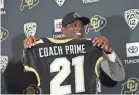  ?? RON CHENOY/USA TODAY SPORTS ?? Deion Sanders was introduced as the new Colorado football coach on Sunday.