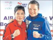  ?? PTI ?? Potkonen (R) with Mary Kom at a press conference on Tuesday.