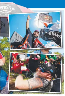  ?? Pictures: GLENN CAMPBELL ?? ABOVE, LEFT: Young Queensland­er Eli-Michael Hart, 3, at Hidden Valley for the Supercars; Jason Hiscox and Debra Brook; long-time fan Anthony James Hobden; Gazza from Palmerston. BELOW: Wayne Stanley with his kids Dylan, 10, and Brody, 7; Naiara Castineira, 12, with her sister Kayla Castineira, 5; Jason and Kerry Puszkar with their grandson Keo, 3.